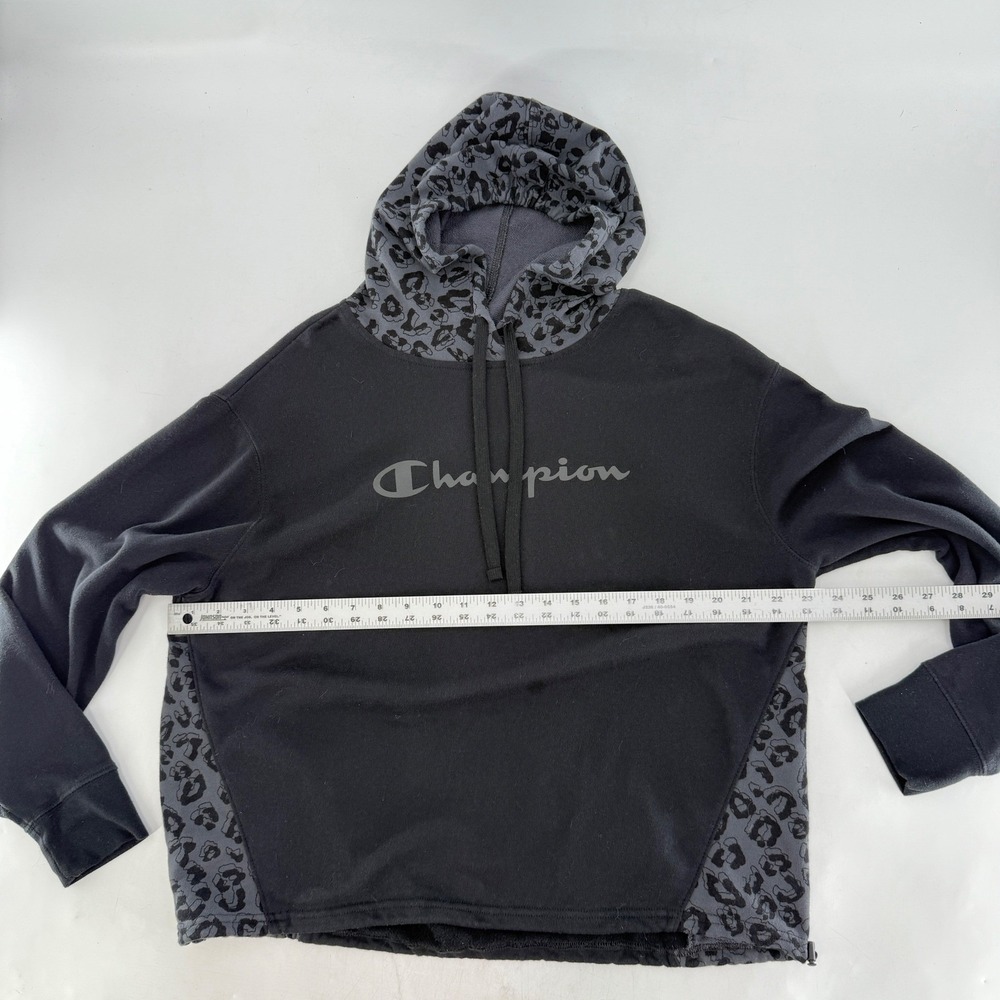 Champion‎ Women's Black Leopard Print Trim Hoodie Size L - Picture 9 of 9